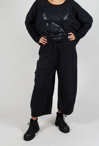 Barrel Leg Joggers in Black Print