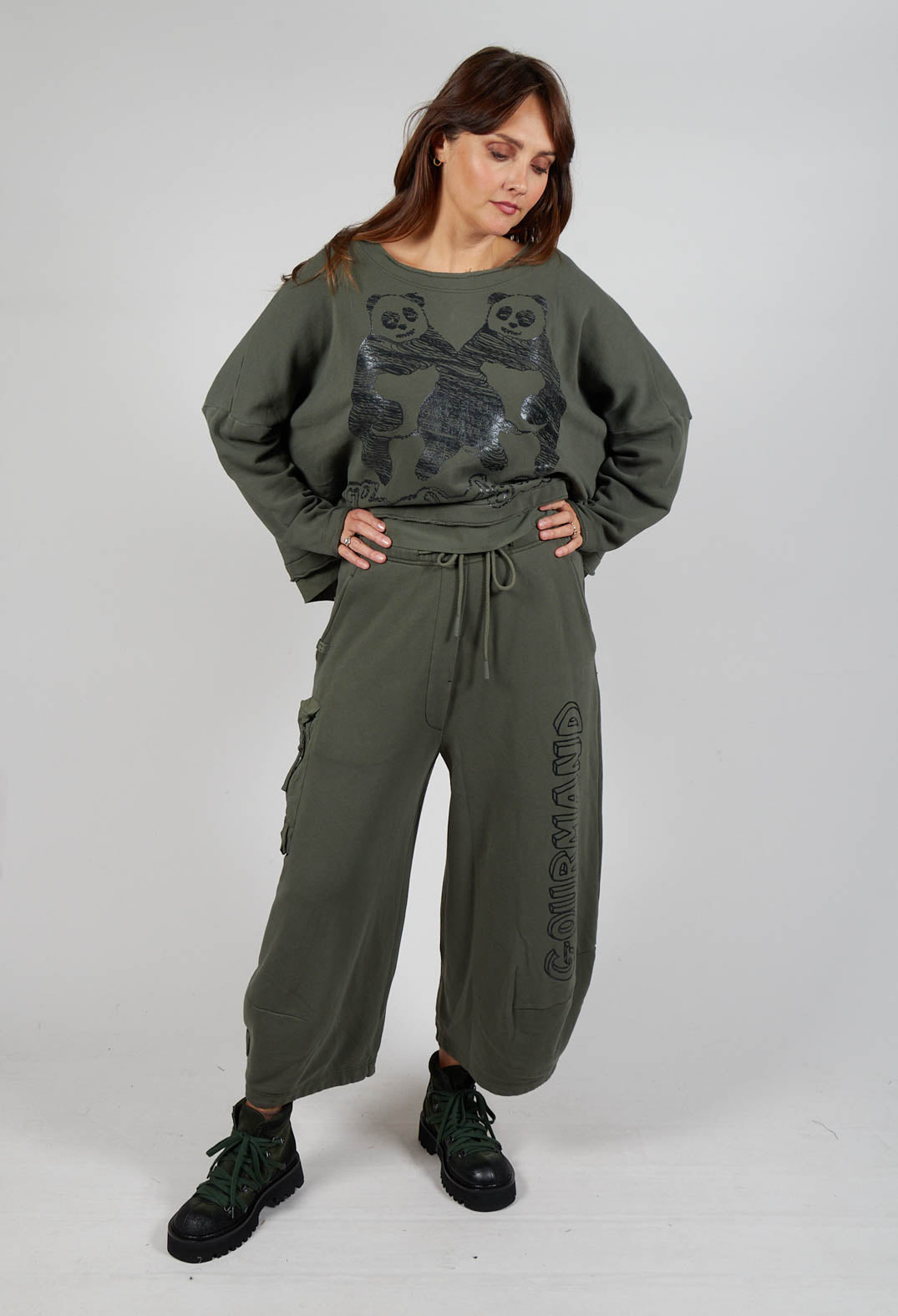 Barrel Leg Joggers in Camp Print