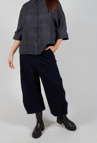 Barrel Leg Trousers in Navy