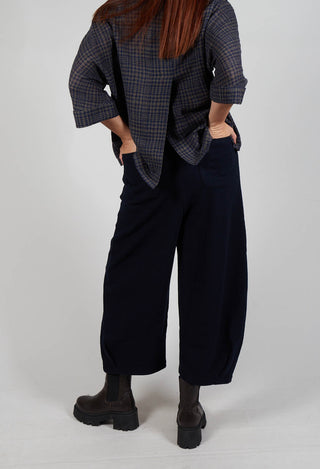 Barrel Leg Trousers in Navy