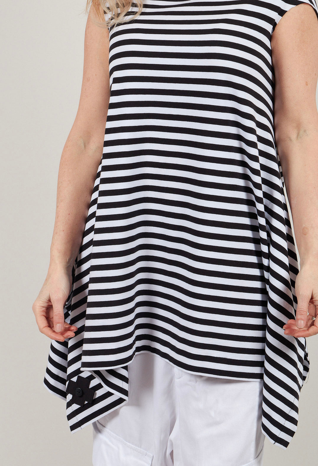 Bat Top in Black and White Stripe