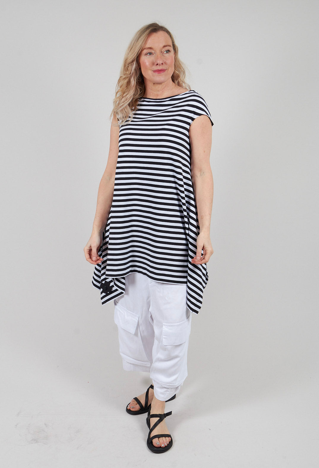 Bat Top in Black and White Stripe