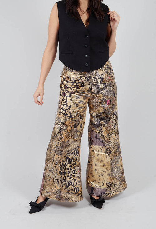 Beauty Trousers in Gold Flower