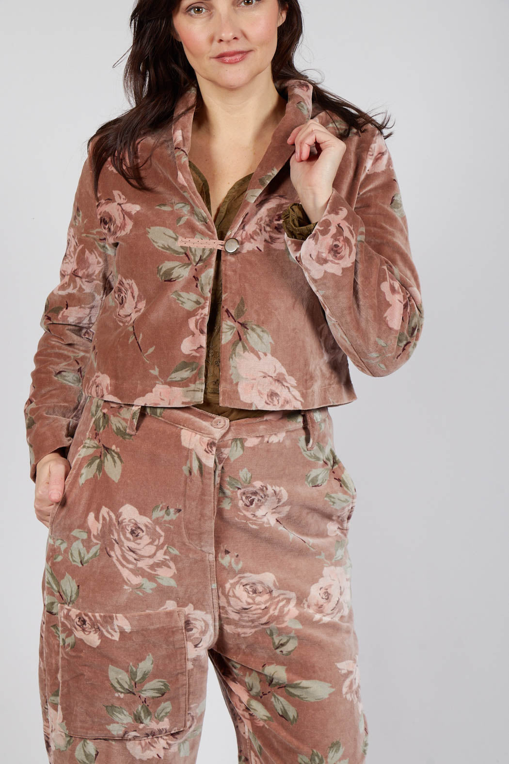 Begonia Jacket in Velour Fleur Rose