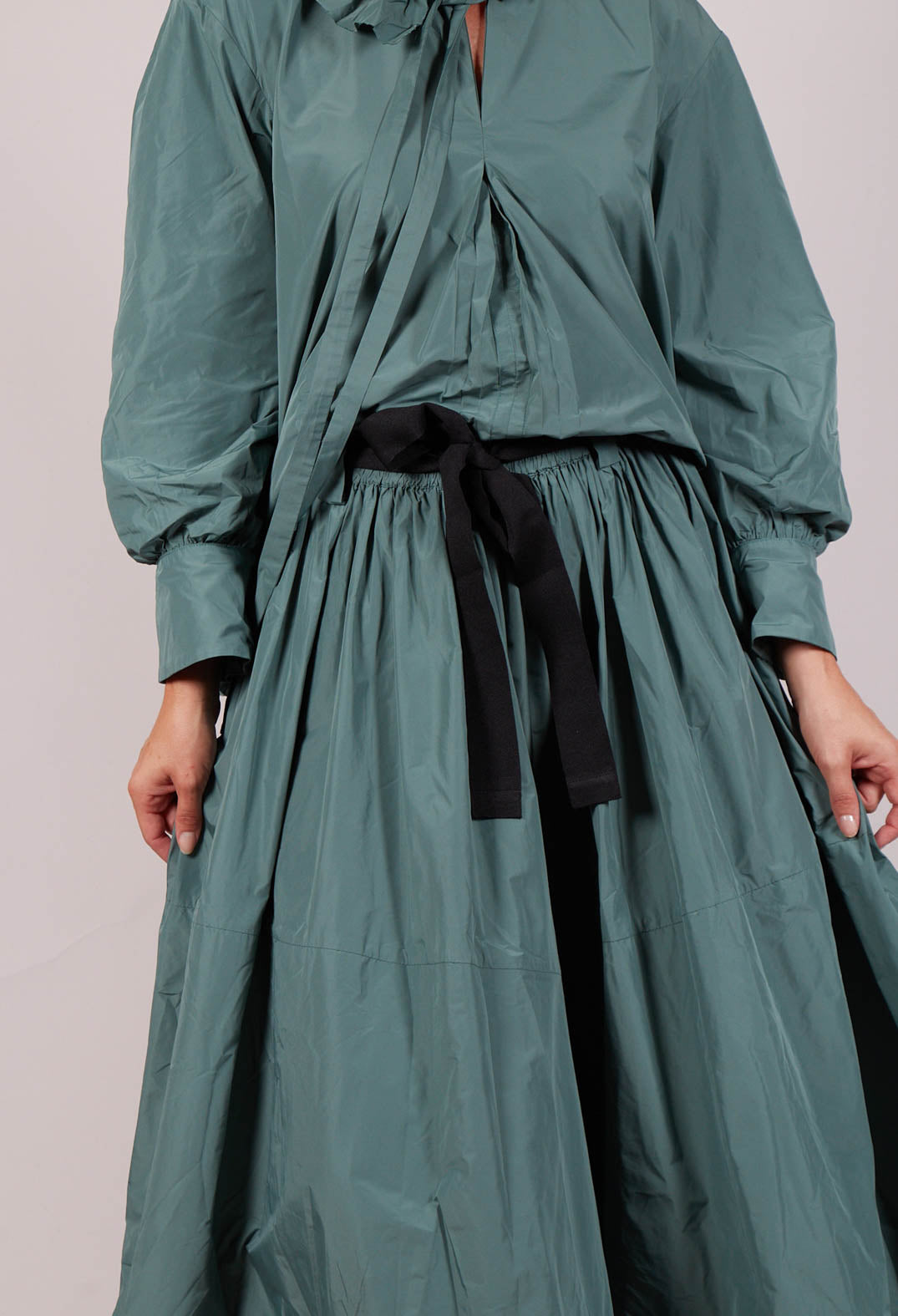 Belted Full Skirt in Sage Green