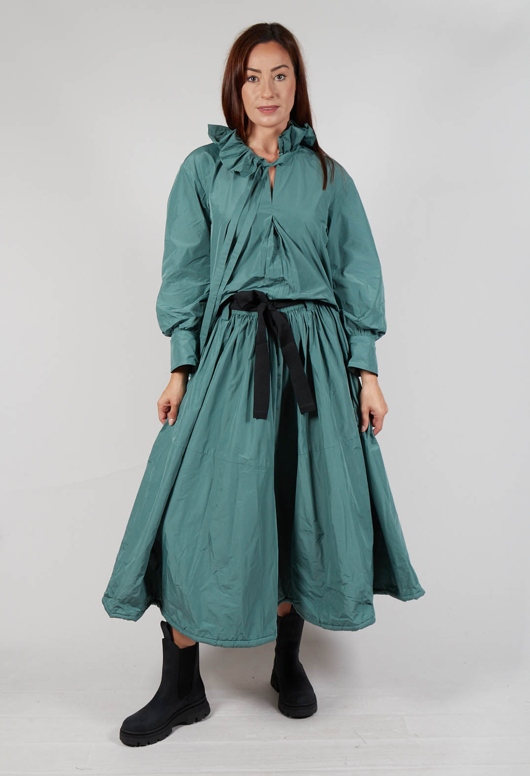 Belted Full Skirt in Sage Green