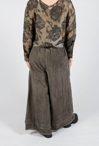 Belted Trousers in Velluto Cannete and Raso di Viscosa Green Tuscany