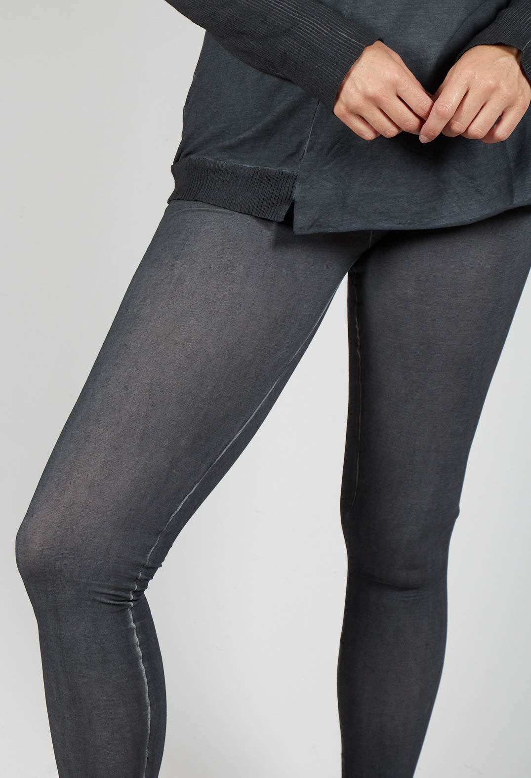 Bleached Stitch Leggings in Coal Cloud