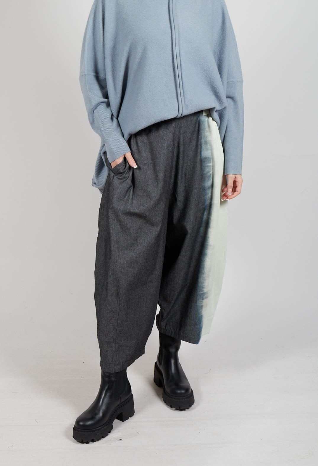 Block Colour Trousers in Grey and Black