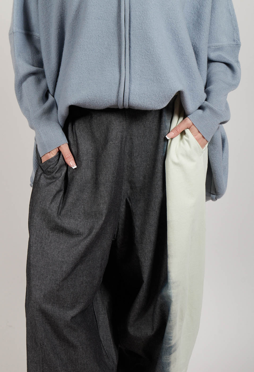 Block Colour Trousers in Grey and Black