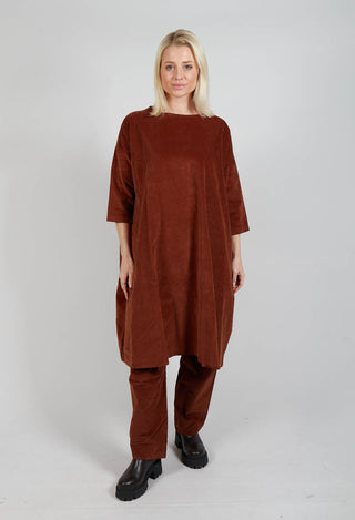 Boat Neck Dress V in Rust