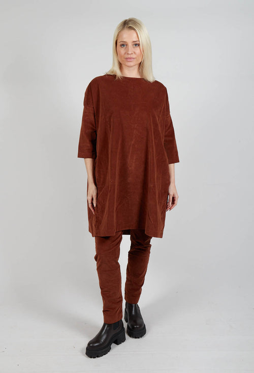 Boat Neck Tunic V in Rust