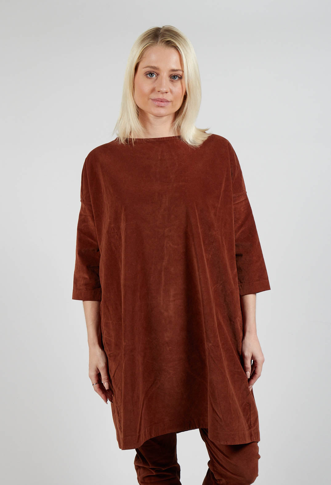 Boat Neck Tunic V in Rust