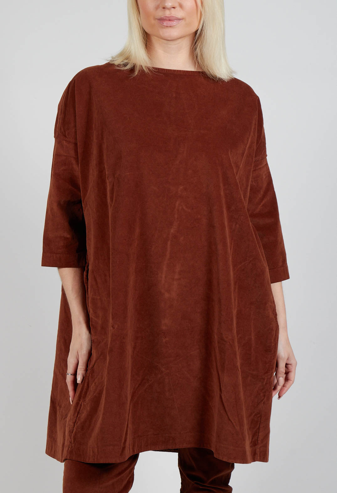 Boat Neck Tunic V in Rust