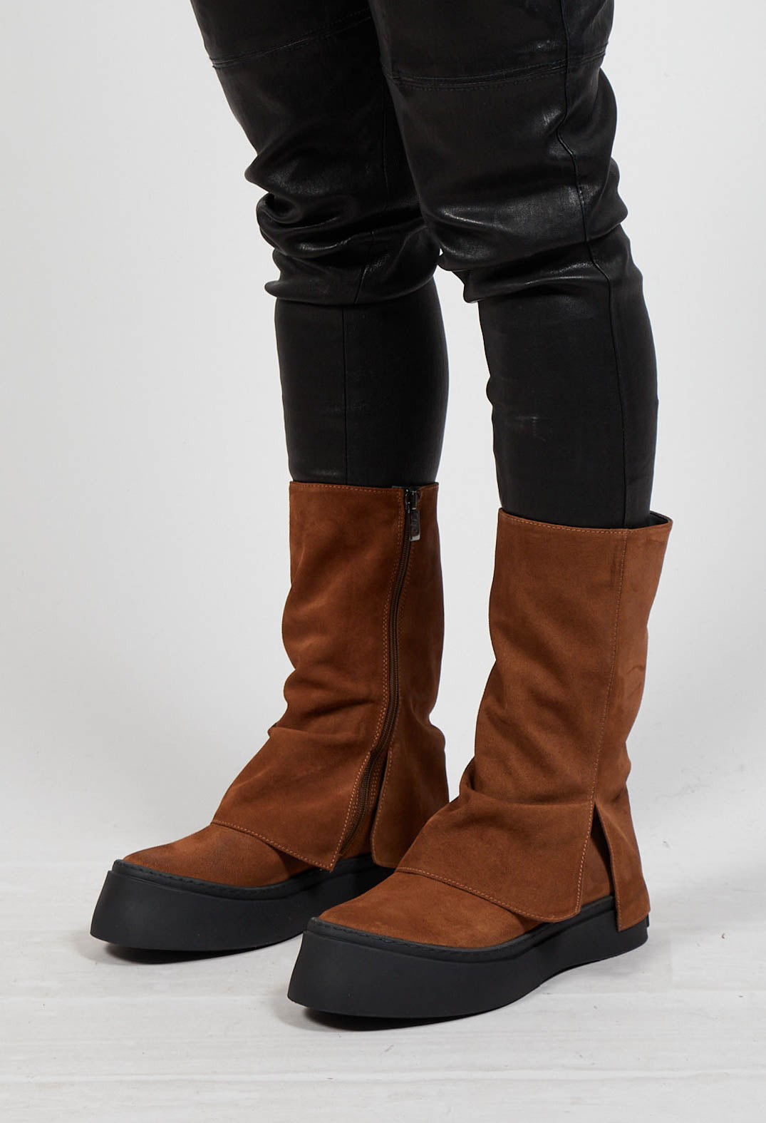 Boots with Fold Over Feature in London Brown