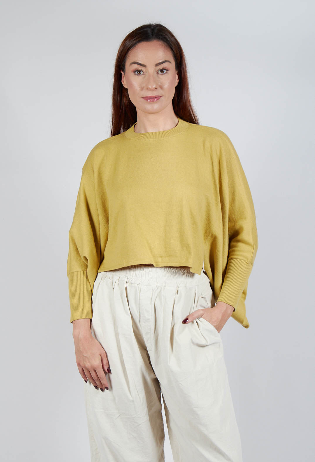 Boxy Fit Knitted Jumper in Mustard