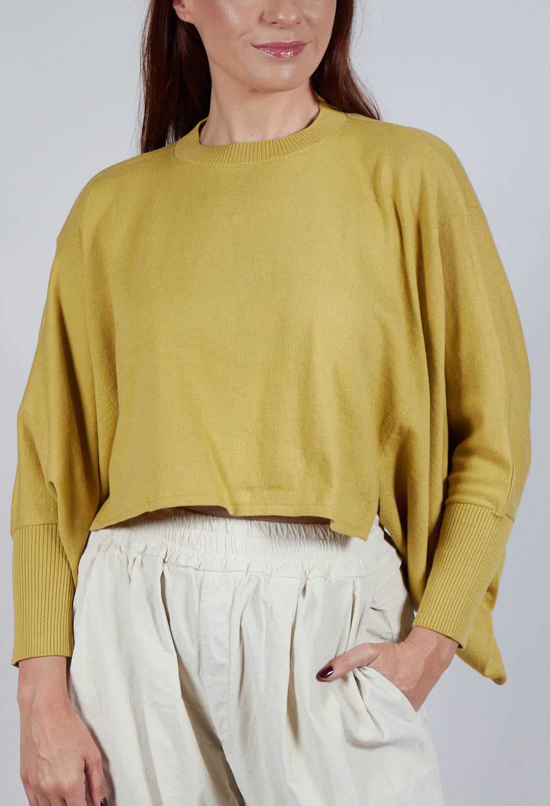 Boxy Fit Knitted Jumper in Mustard