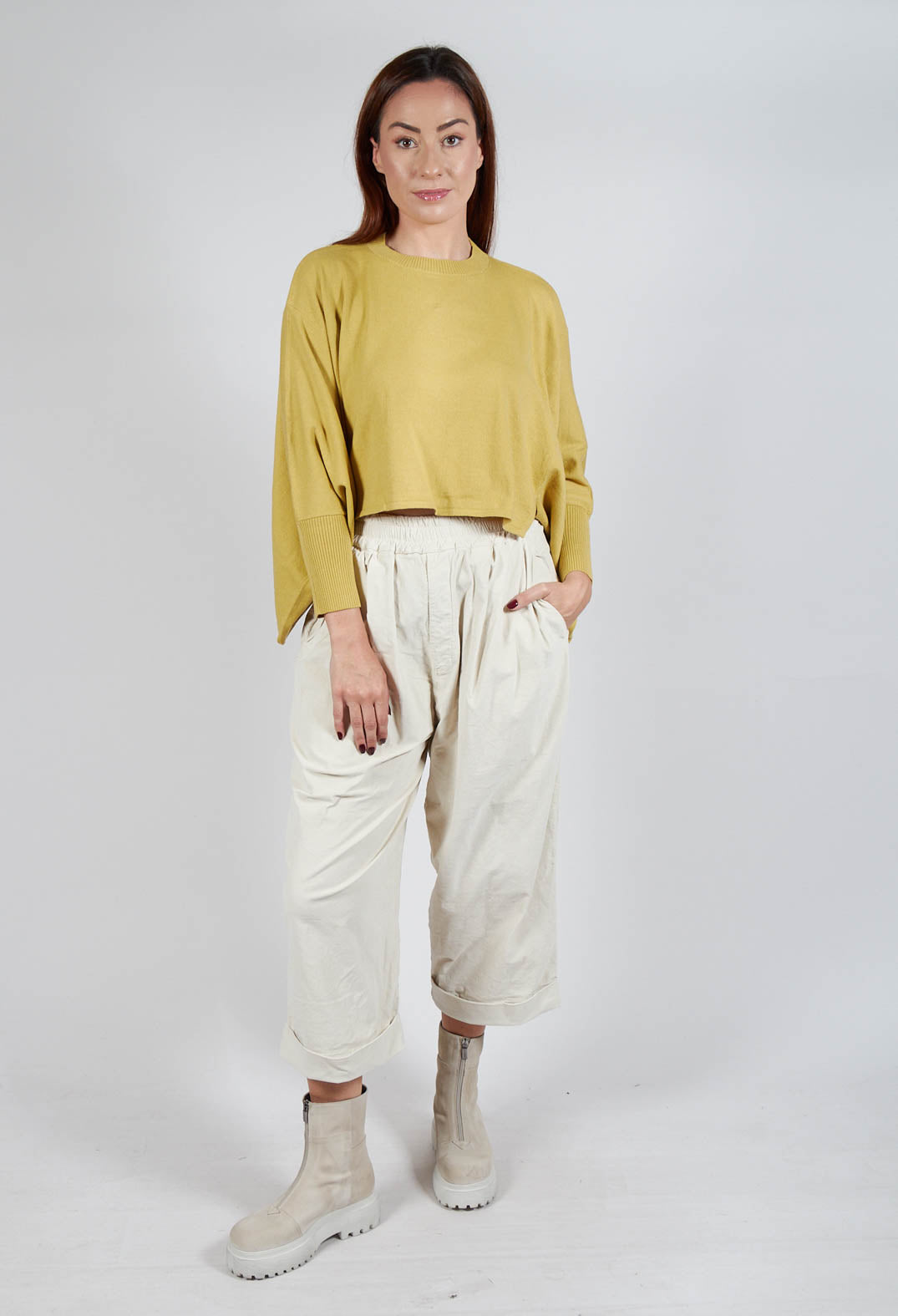 Boxy Fit Knitted Jumper in Mustard