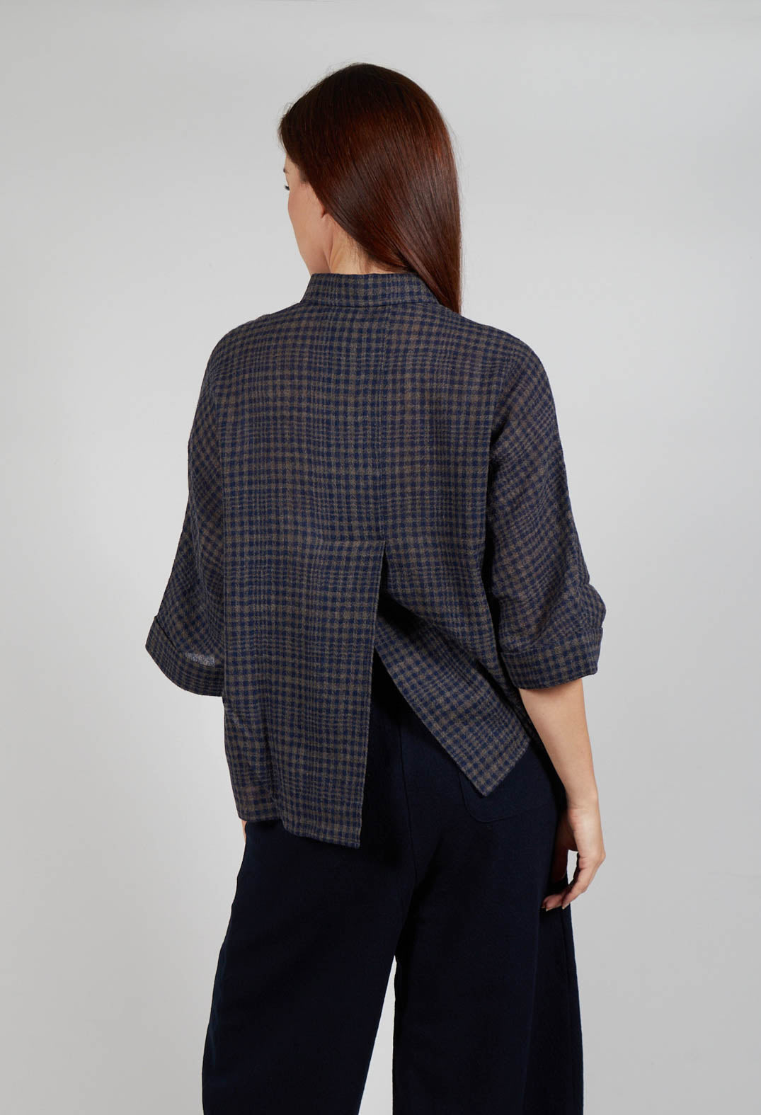 Boxy Wool Shirt Blue Check