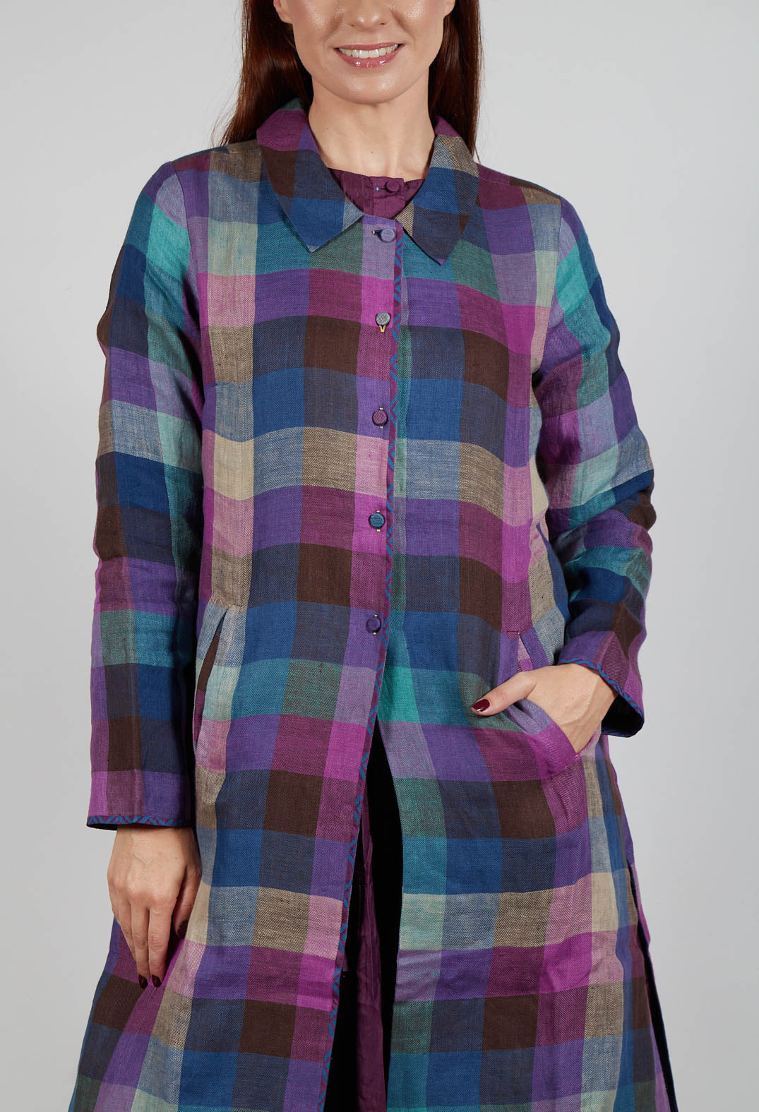 Brock Coat in Purple Multicolour