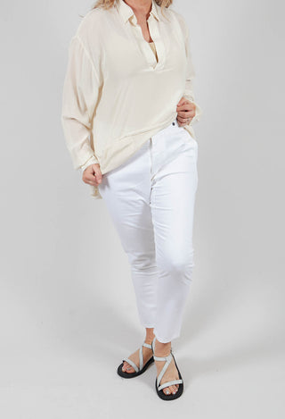 Button Detail Waist Pants in Original Beige