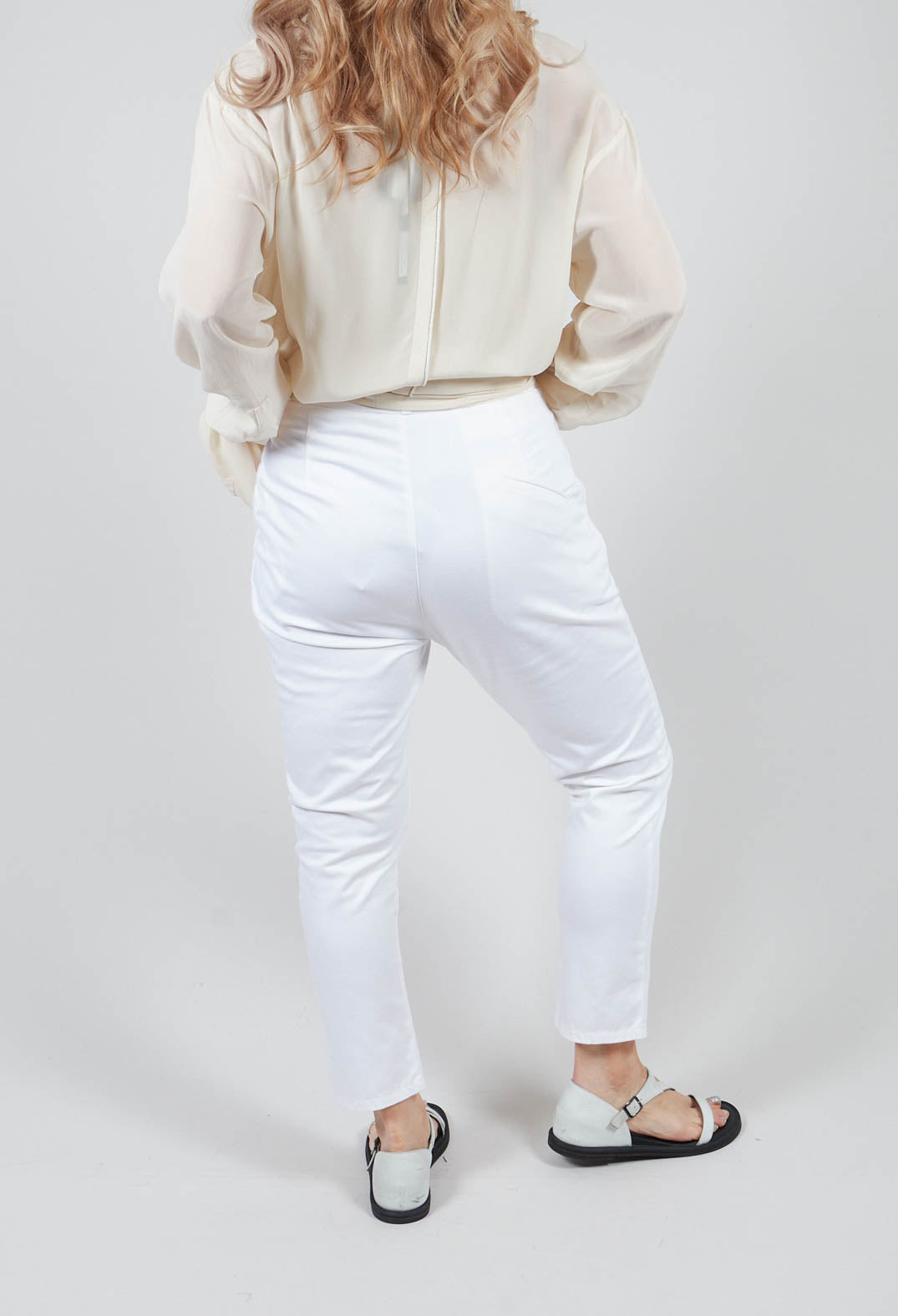 Button Detail Waist Pants in Original Beige