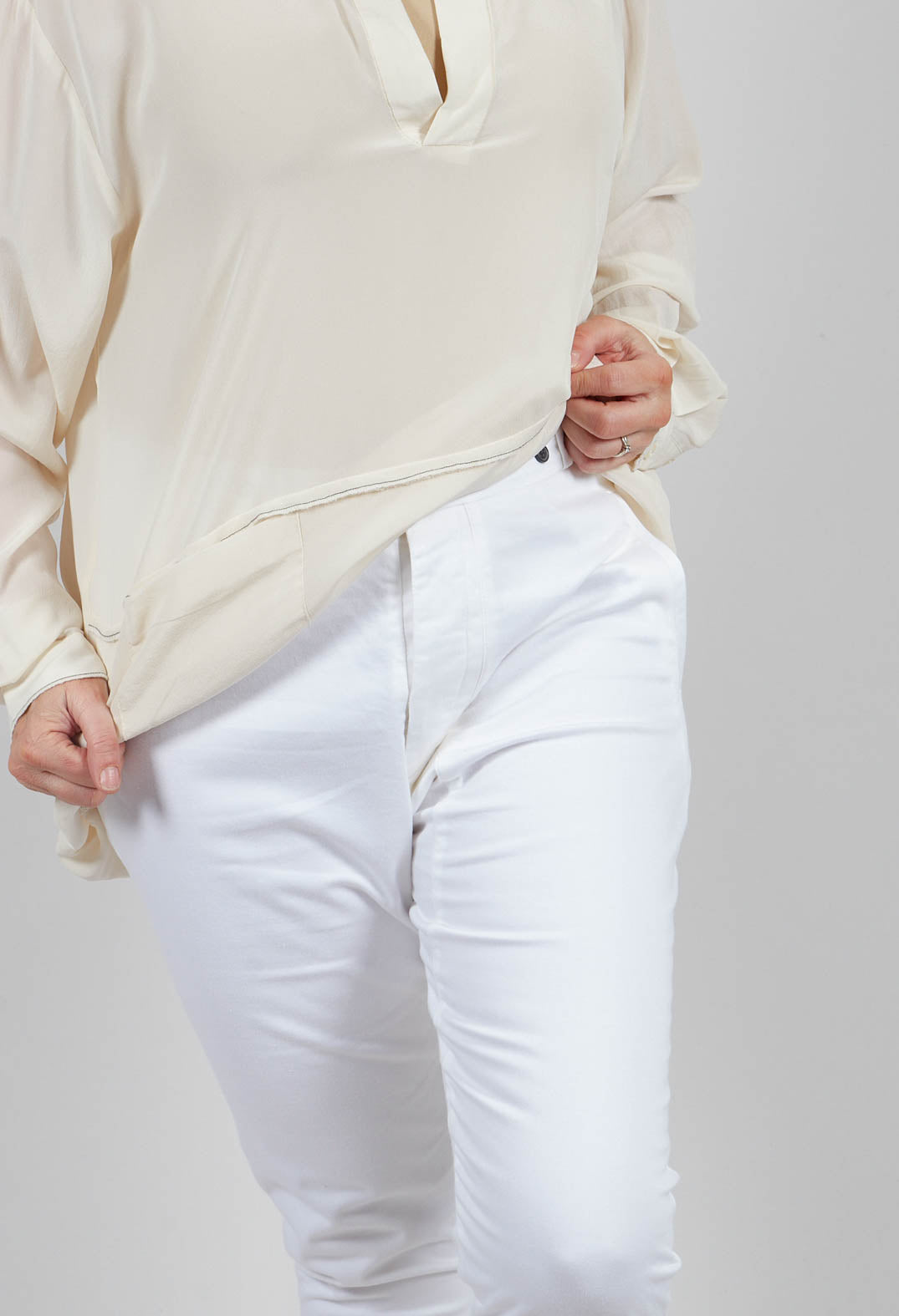 Button Detail Waist Pants in Original Beige