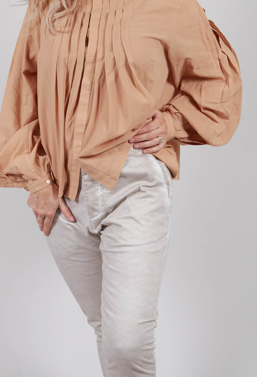 Button Detail Waist Pants in Sand