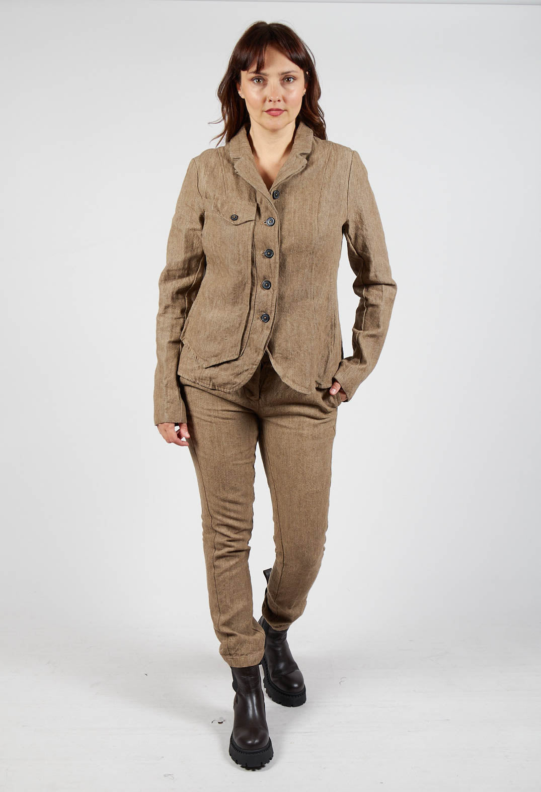 Button Jacket in Camel Mel