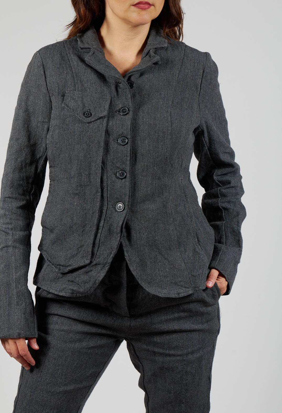 Button Jacket in Slate Mel