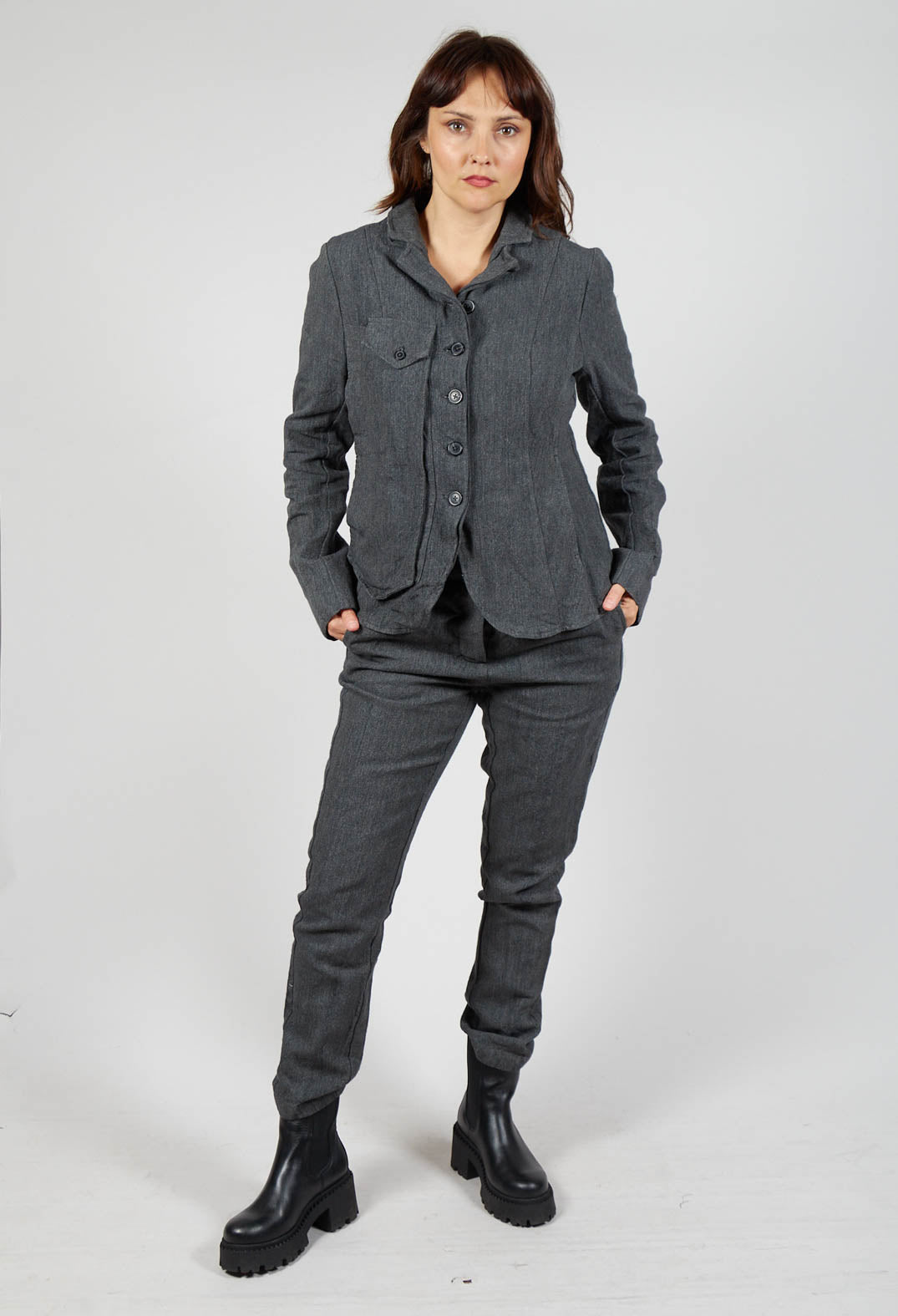 Button Jacket in Slate Mel