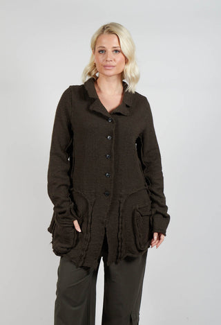 Button Through Cardigan with Feature Pockets in Jungle