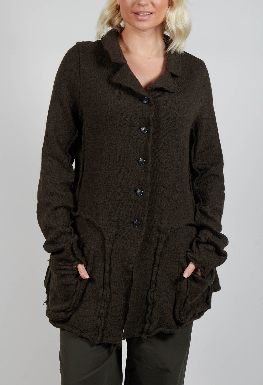 Button Through Cardigan with Feature Pockets in Jungle