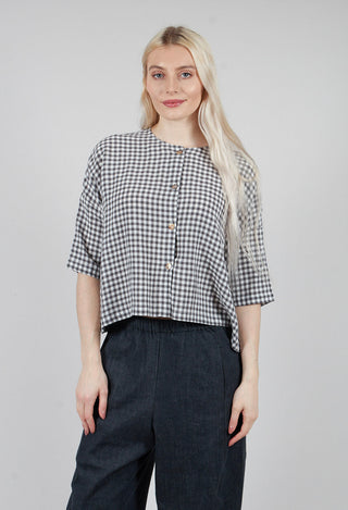 Button Through Check Blouse in Shadow