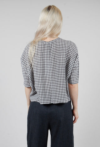 Button Through Check Blouse in Shadow