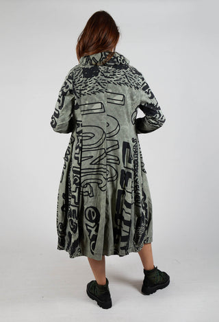 Button Through Coat in Defender Big Print