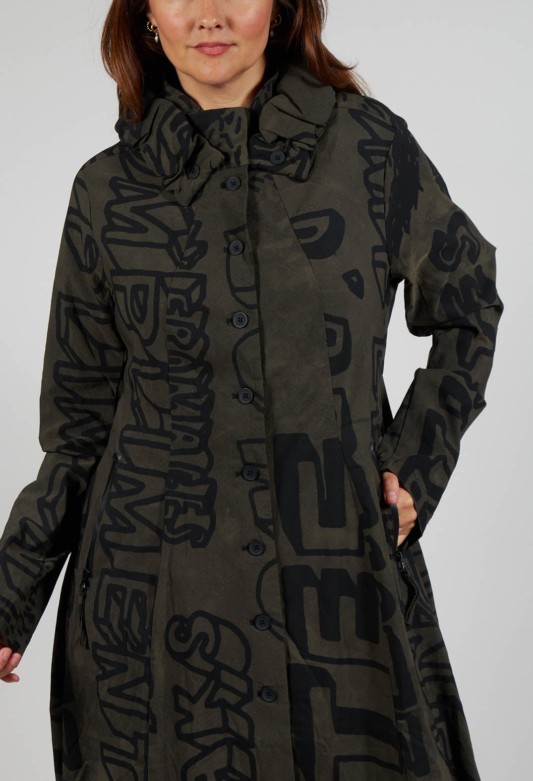 Button Through Coat in Jungle Big Print