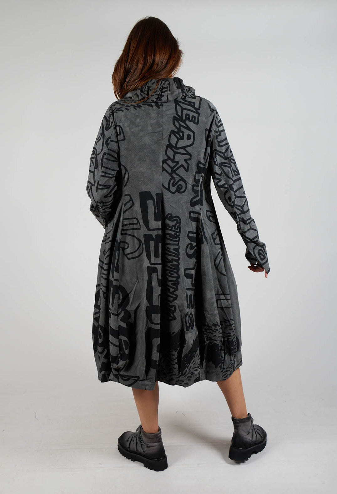 Button Through Coat in Rock Big Print