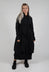 Button Through Coat with Tulip Hem in Black Stripe