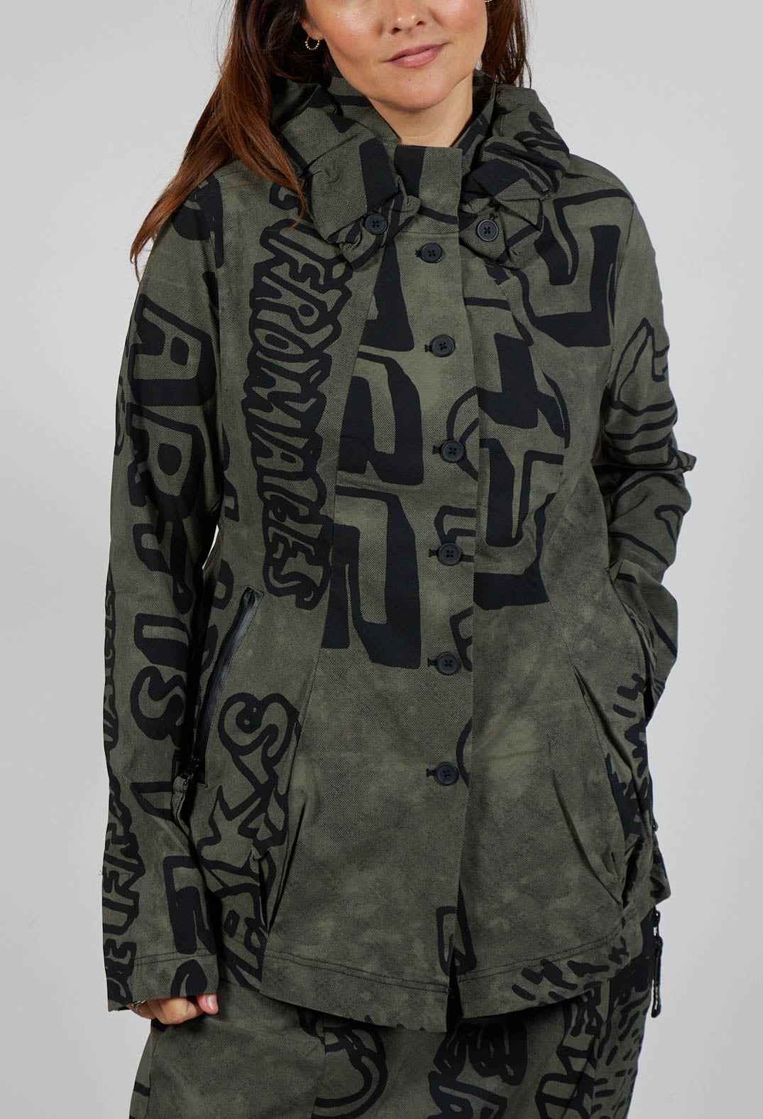 Button Through Jacket in Camp Big Print