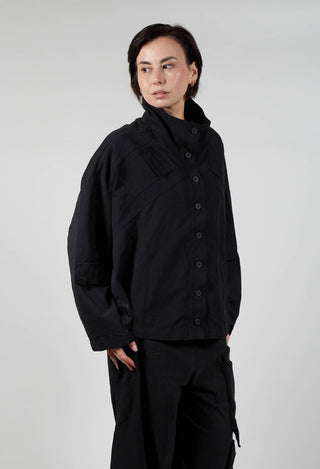 Button Through Utility Jacket in Black