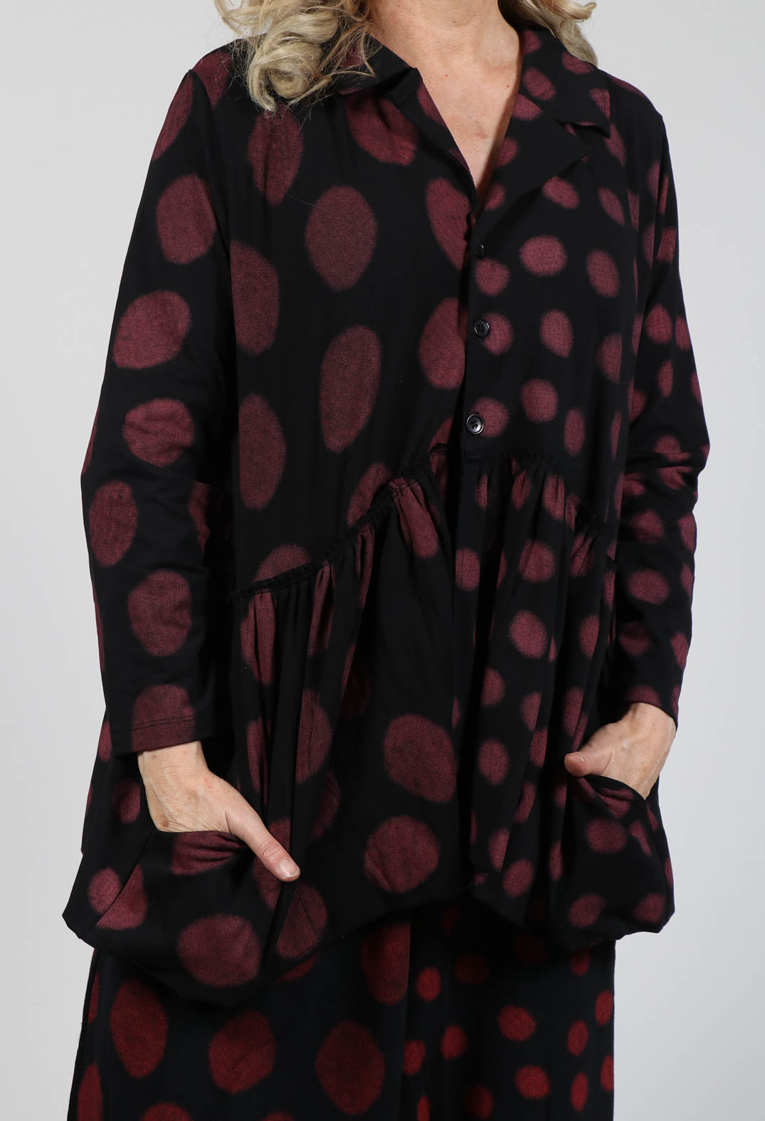 Button Up Blouse in Red Pois