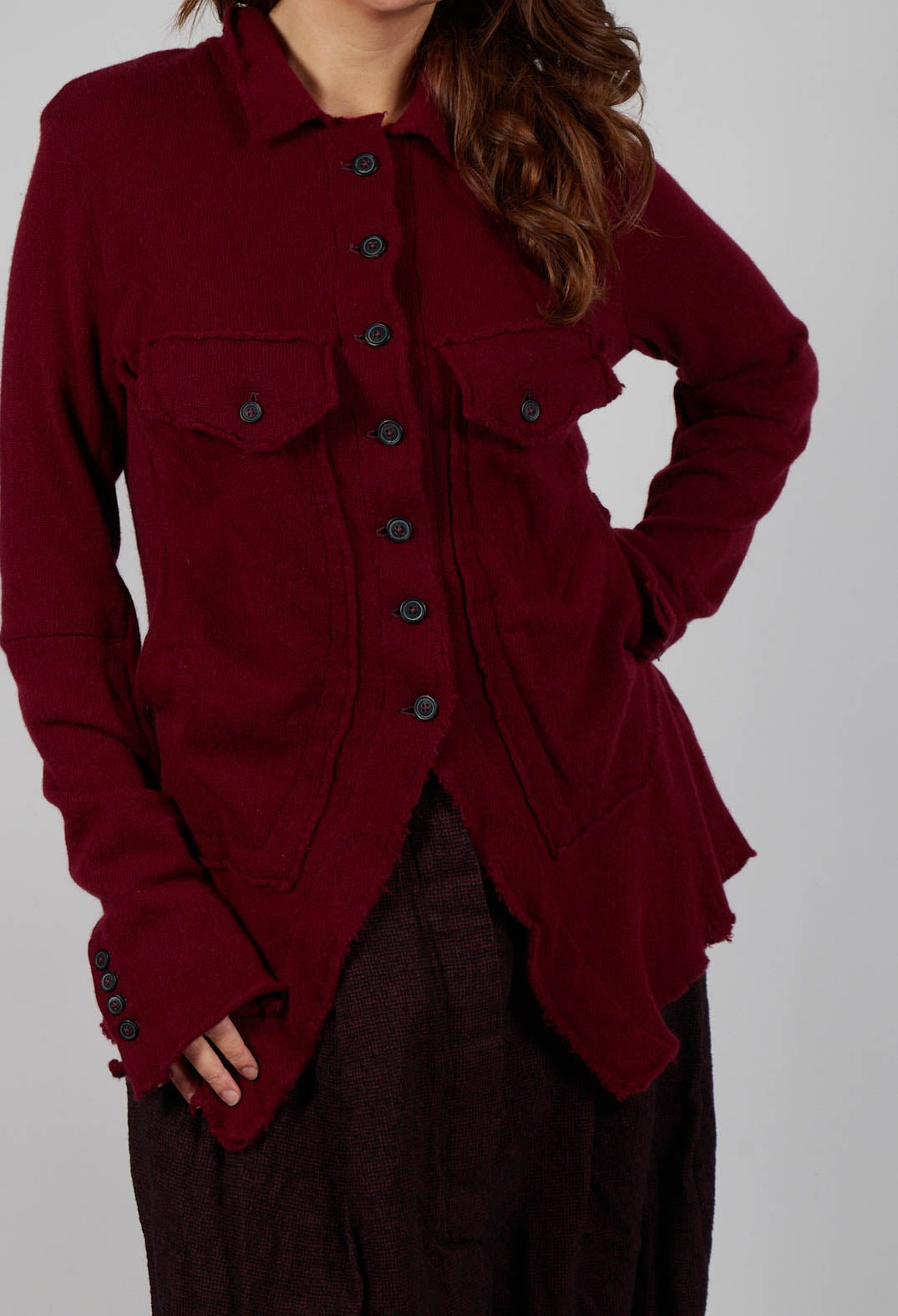 Button Up Cardigan in Merlot Mel