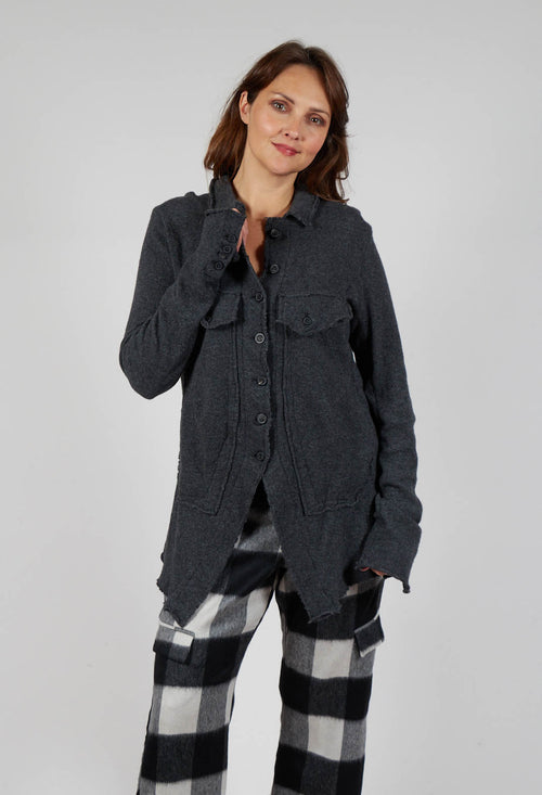 Button Up Cardigan in Slate Mel