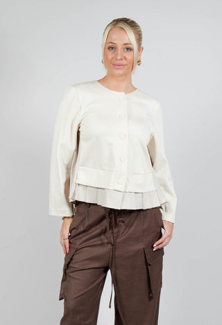 Button Up Statement Jacket in Sandshell