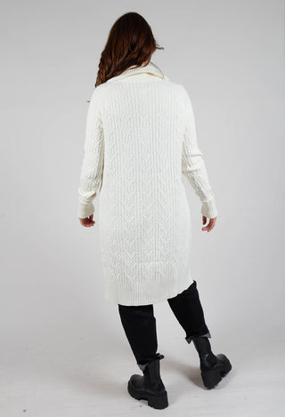 Cable Knit Long Cardigan in Off White