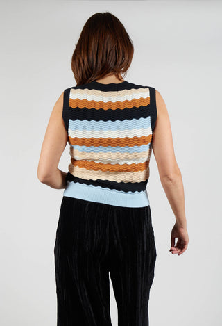 Caillou Knitted Vest in Noir Multi Stripe