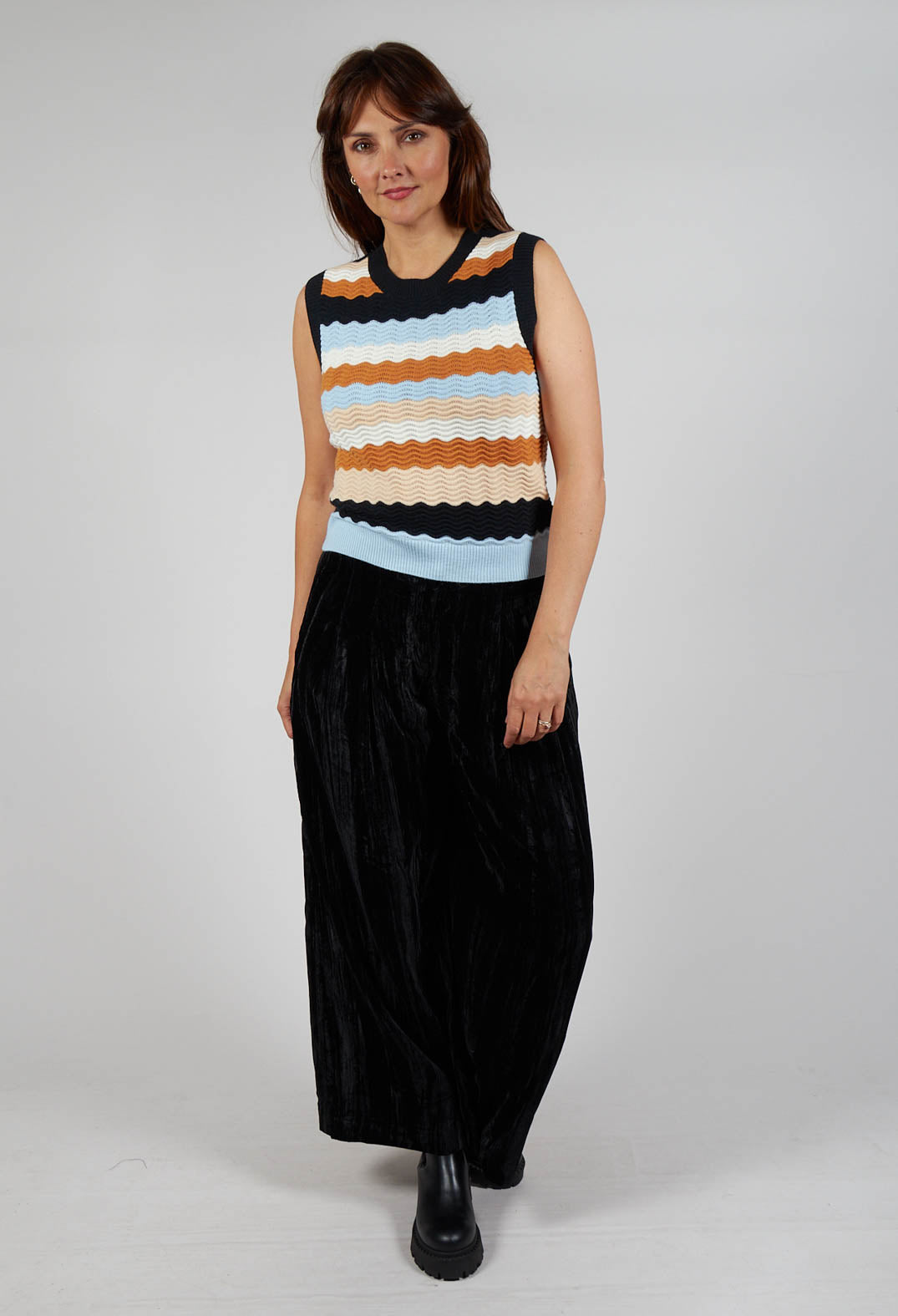 Caillou Knitted Vest in Noir Multi Stripe