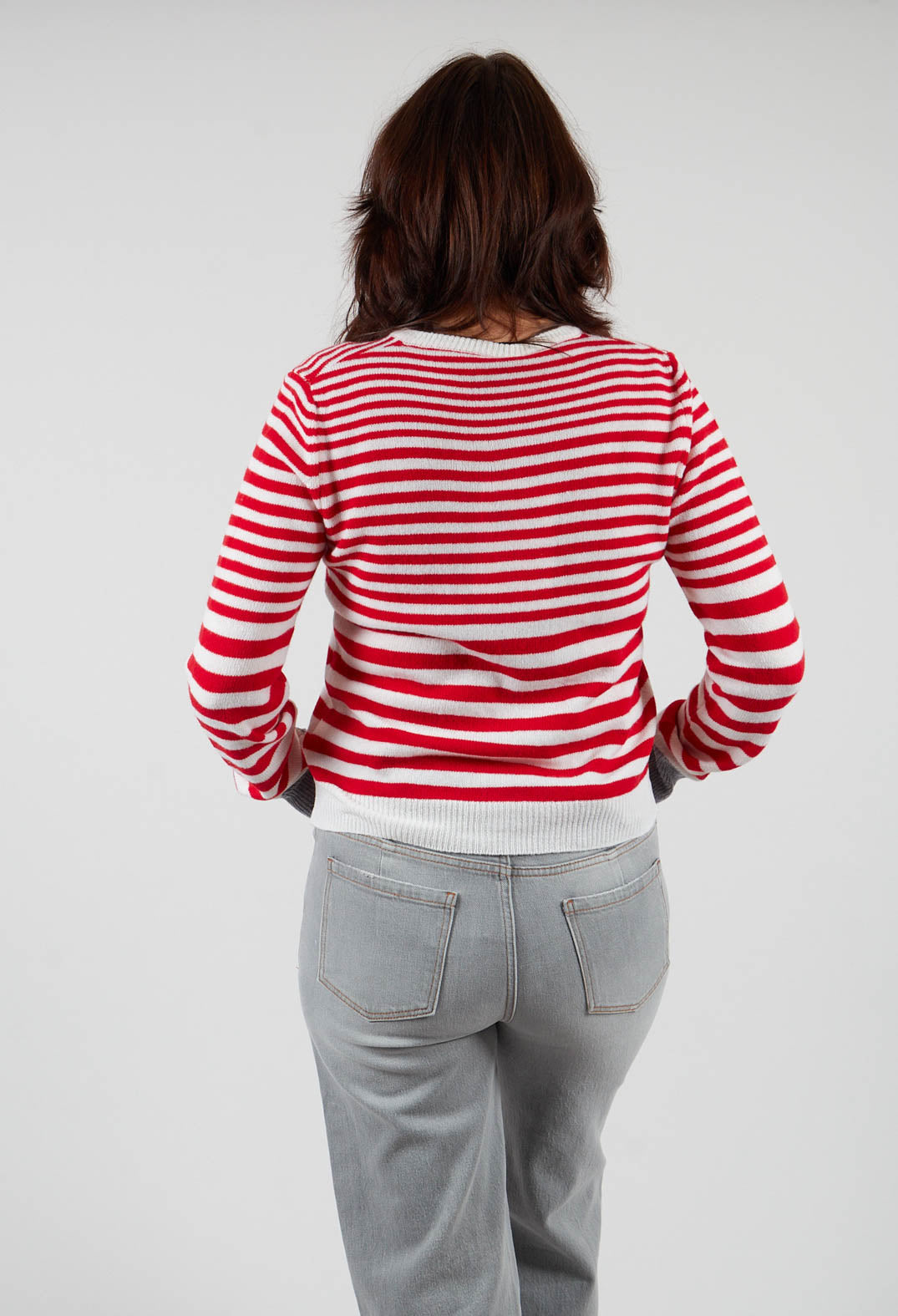 Cardigan with Degrade Stripes in Urban Red