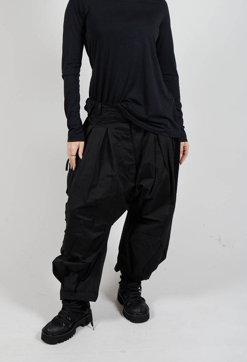 Cargo Style Balloon Trousers in Black